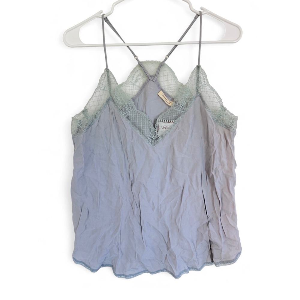Lovestitch Lace Camisole Top Blue Sage Green V-Neck Racerback I-11931W Large